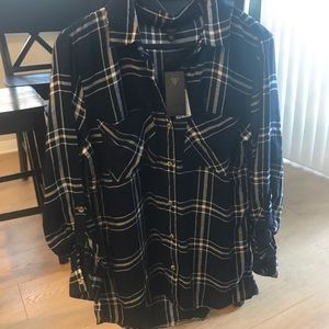 NWT Guess navy flannel shirt M